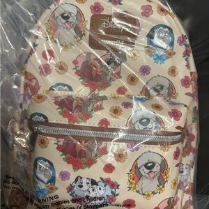 Loungefly Cream Floral Disney Dogs Backpack